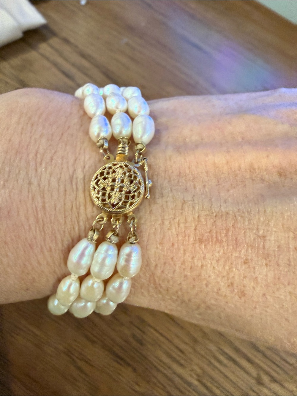 14k Gold Fresh Water Pearl Multi-Strand Bracelet Vintage - Picture 1 of 9
